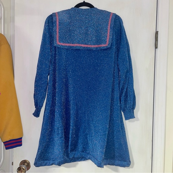 Cute blue sparkly sailor girl dress with pink collar - Picture 6 of 6